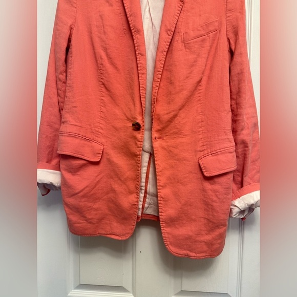 A.L.C. 'Donovan' Linen-Blend Blazer Jacket, Dark Grapefruit - Size 6 - Picture 4 of 5